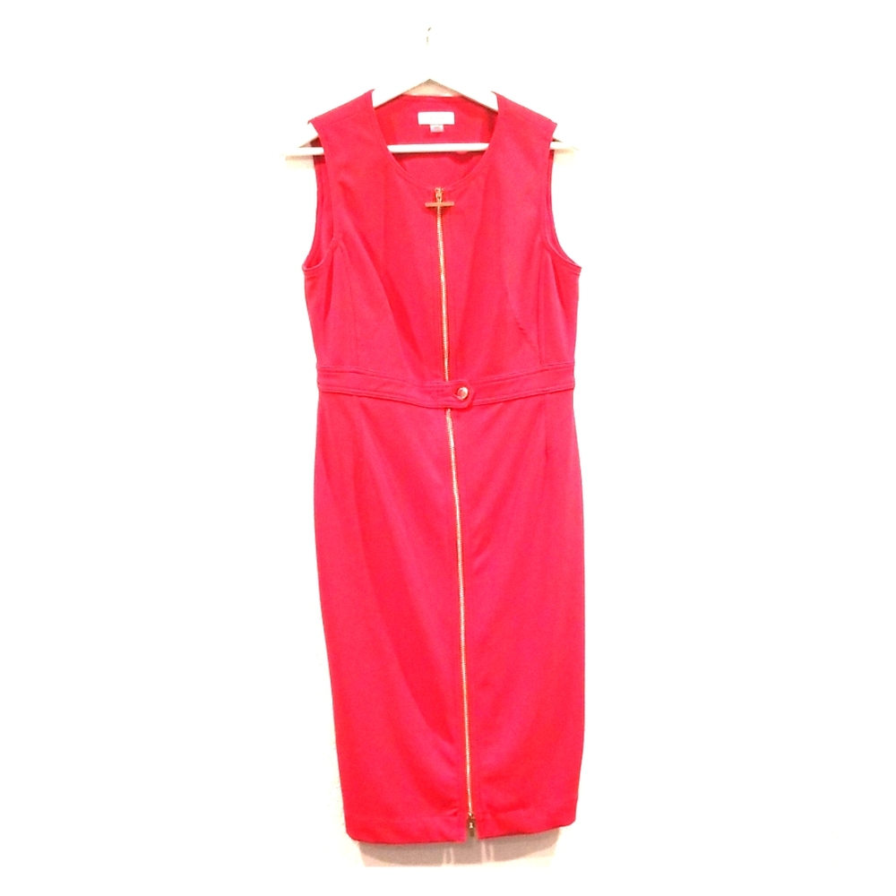 Calvin Klein Women Size 10 Red Zipped Dress